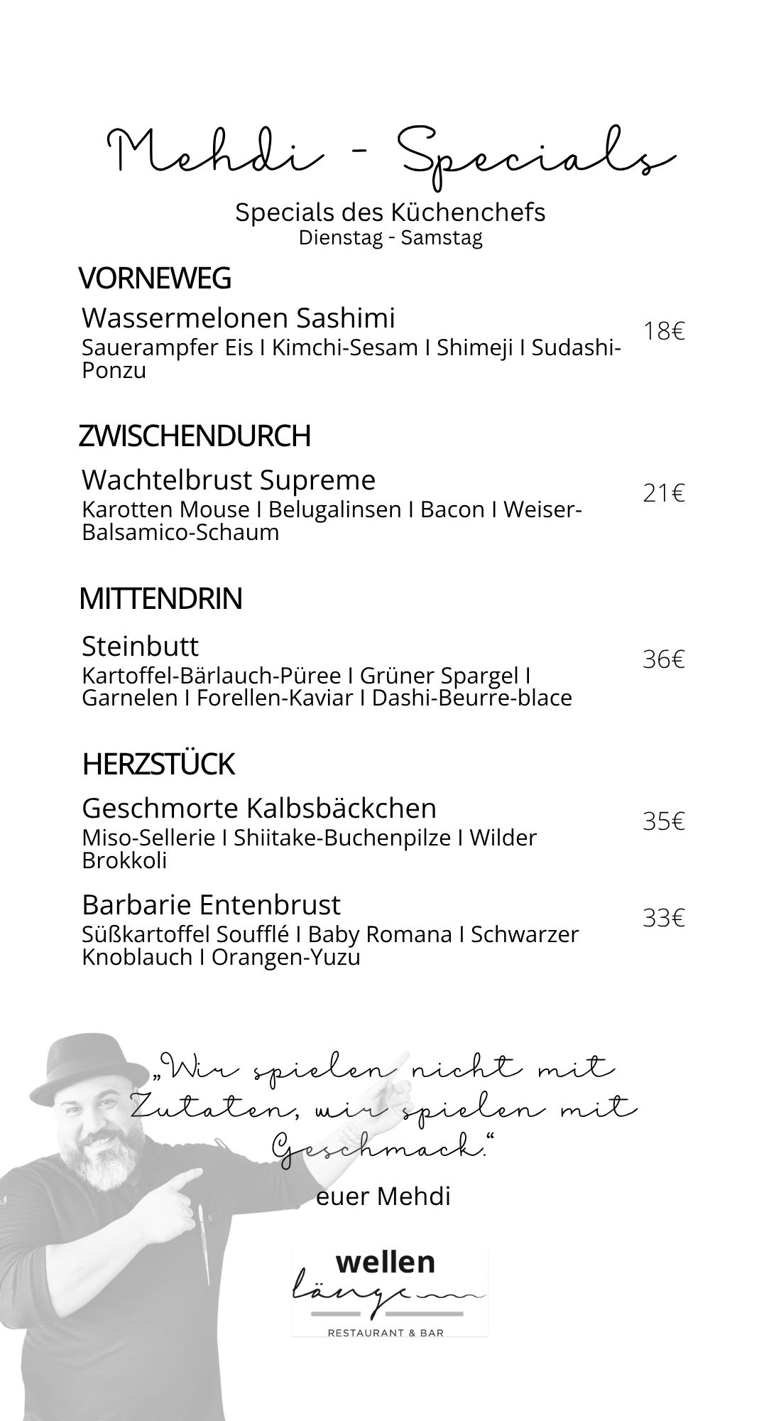 Mehdi-Specials Dienstag bis Samstag 