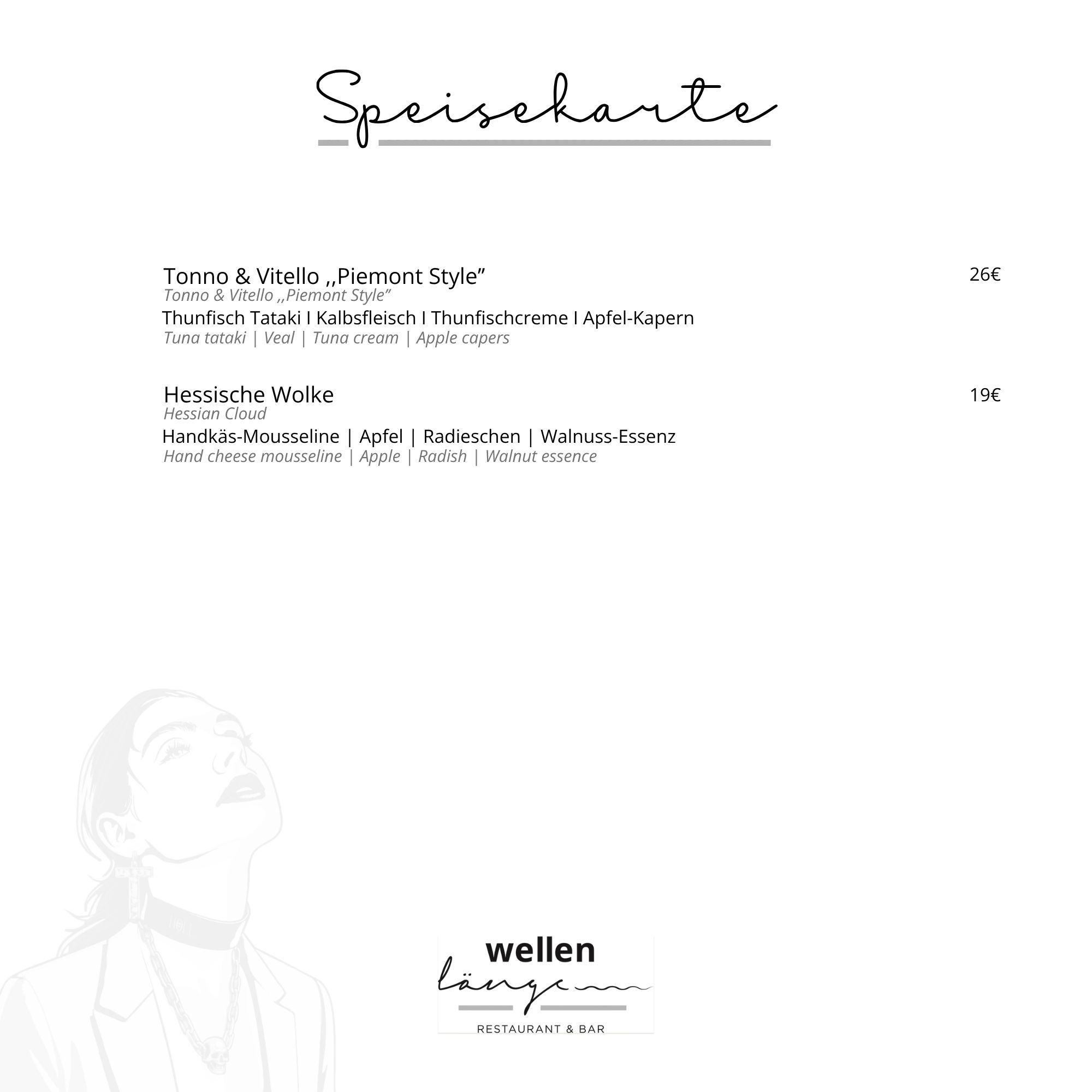 Restaurant Wellenlänge Speisekarte 2 Seite