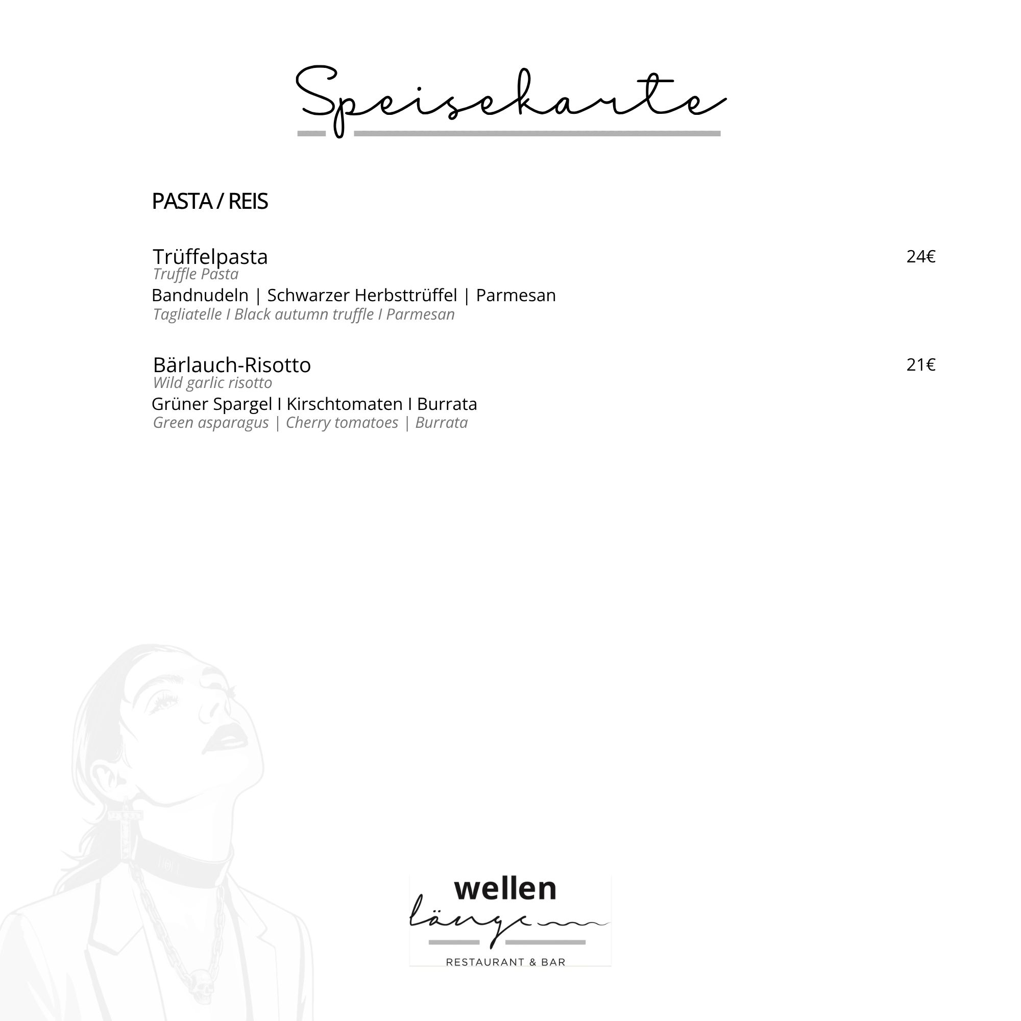 Restaurant Wellenlänge Speisekarte 3 Seite