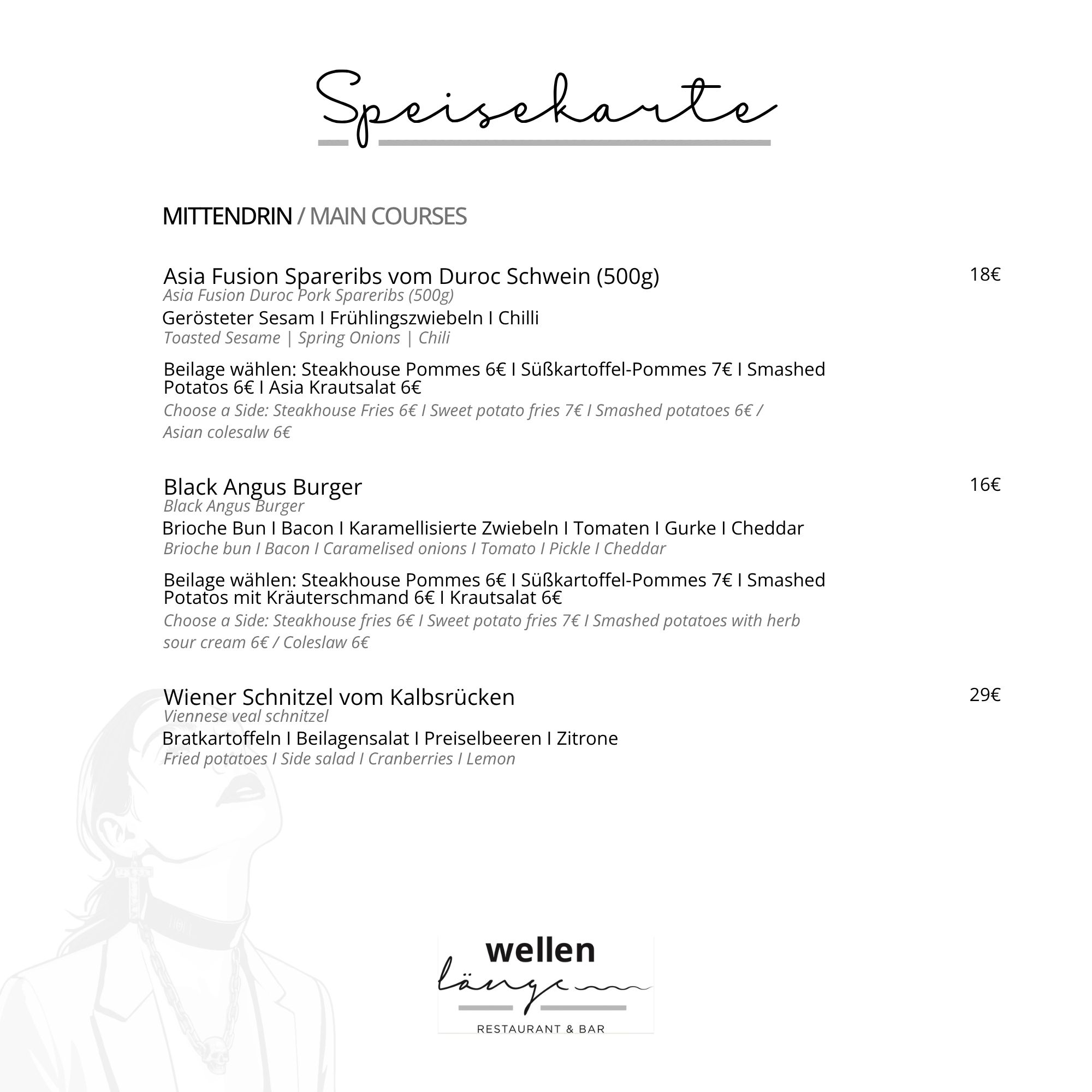 Restaurant Wellenlänge Speisekarte 4 Seite